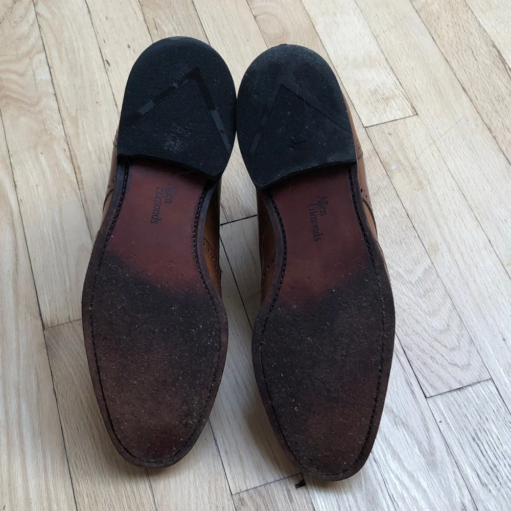 Allen Edmonds Tan Leather Wingtip Boots - Picture 3 of 6